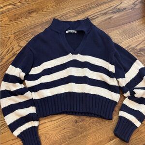 Ciao Lucia Navy and Cream Sweater